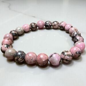 Rhodonite  8 MM Beaded Bracelet New